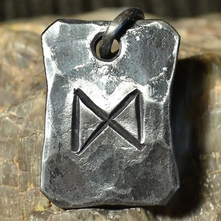 Hand Forged Steel Rune Pendants