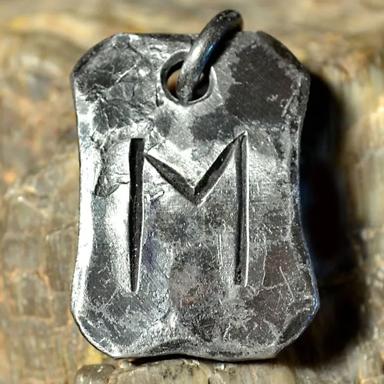 Hand Forged Steel Rune Pendants