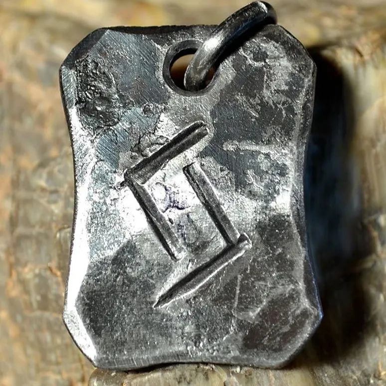 Hand Forged Steel Rune Pendants