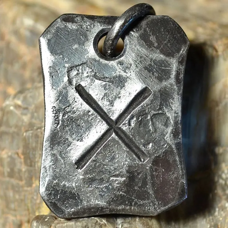 Hand Forged Steel Rune Pendants