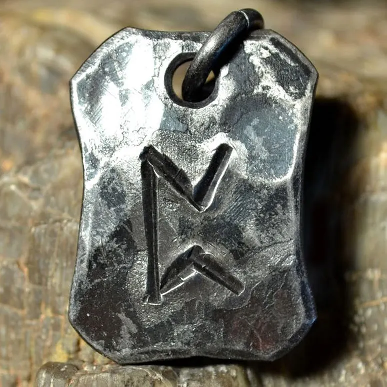 Hand Forged Steel Rune Pendants