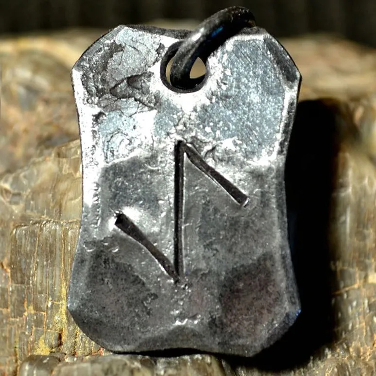 Hand Forged Steel Rune Pendants