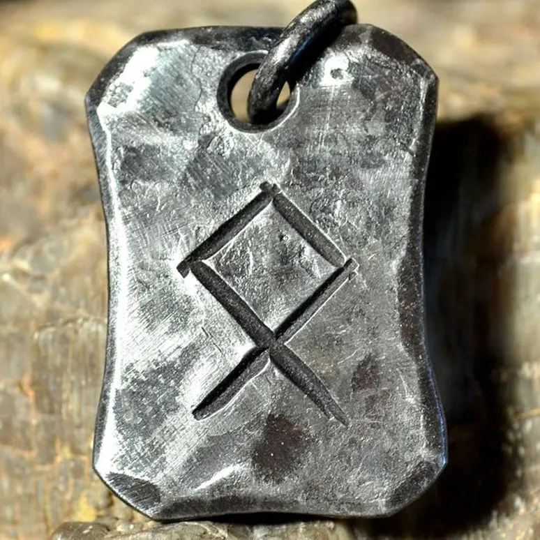 Hand Forged Steel Rune Pendants