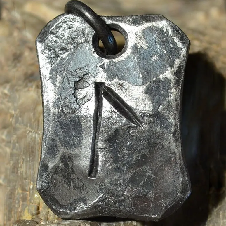 Hand Forged Steel Rune Pendants
