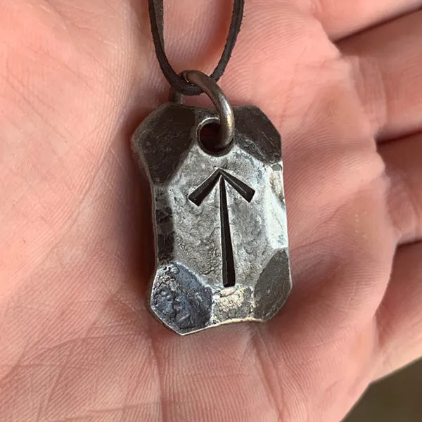 Hand Forged Steel Rune Pendants