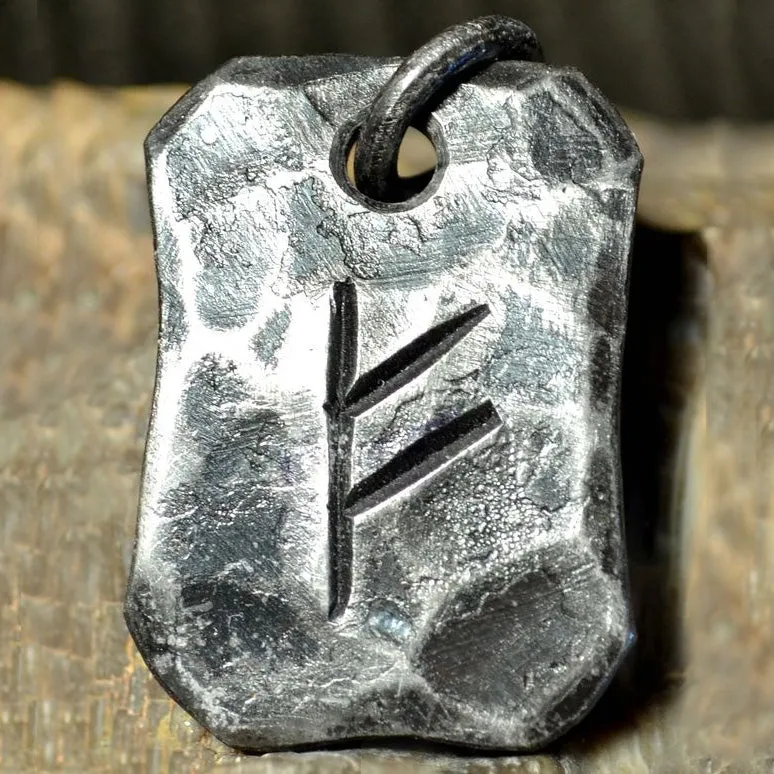 Hand Forged Steel Rune Pendants