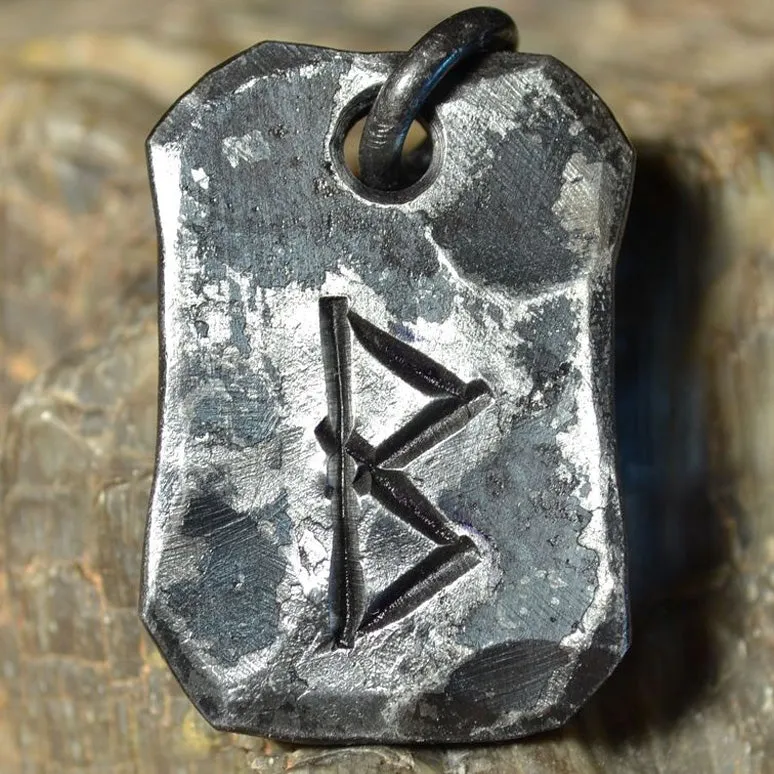 Hand Forged Steel Rune Pendants