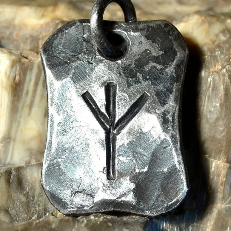 Hand Forged Steel Rune Pendants