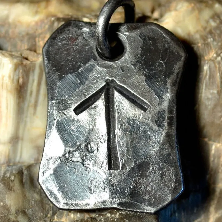 Hand Forged Steel Rune Pendants