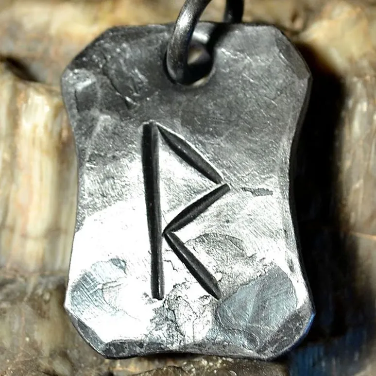 Hand Forged Steel Rune Pendants