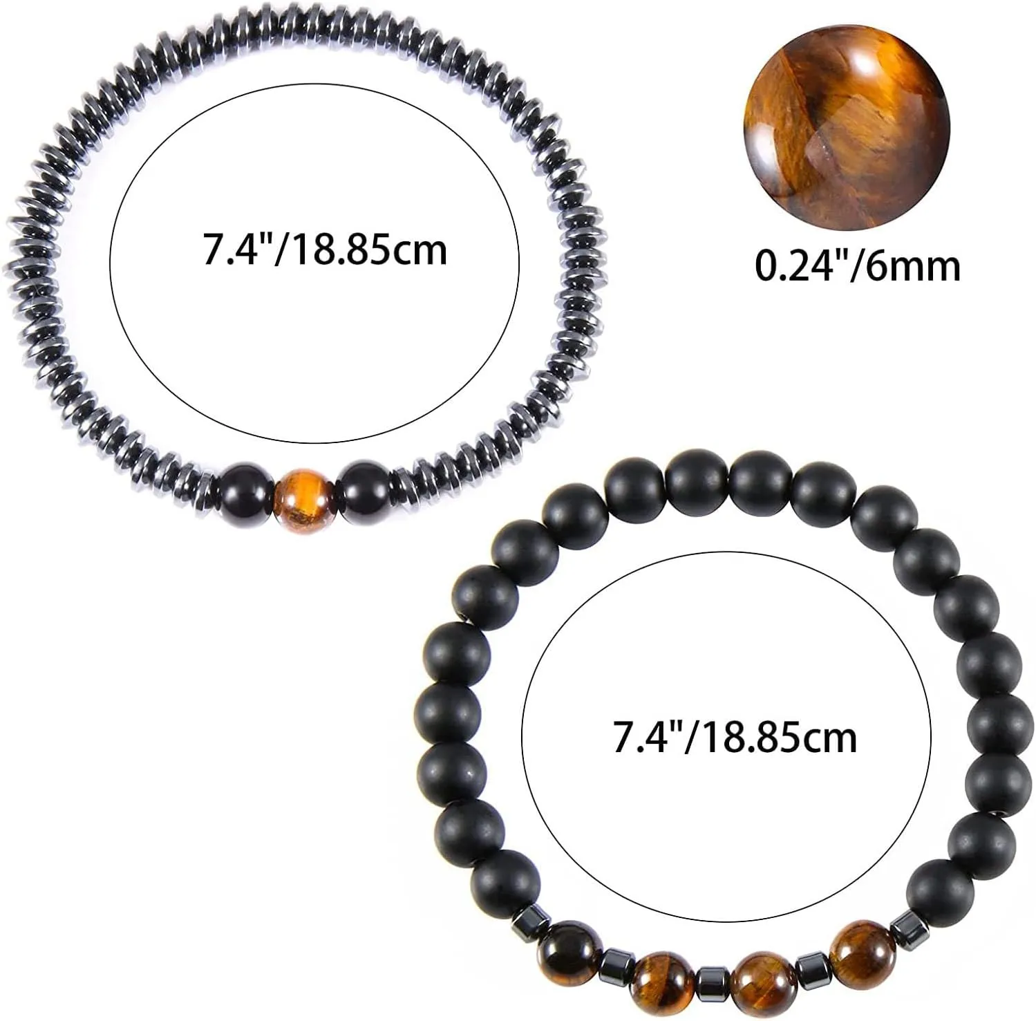 Humanic Maxhematie Beaded Bracelets, Natural Stone Beads Layered Lymphatic Health Energy Healing Bracelets Adjustable Length For Women Men Jewelry Gifts