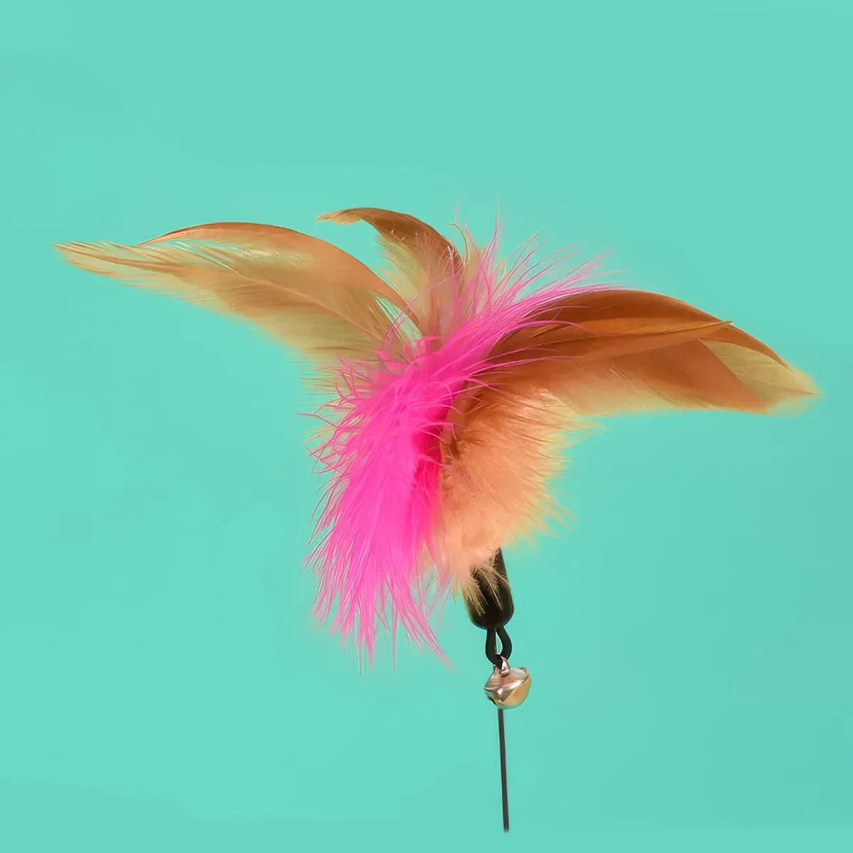 Interactive Feather Teaser Stick with Bell Collar for Cats