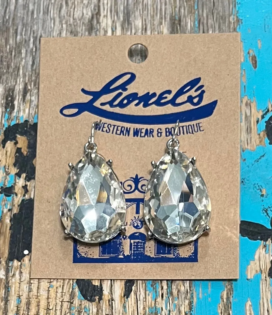 Iridescent on Silver Faceted Teardrop Crystal Earrings
