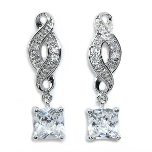 Iris "Noble" 18k White Gold CZ Infinity Drop Earrings