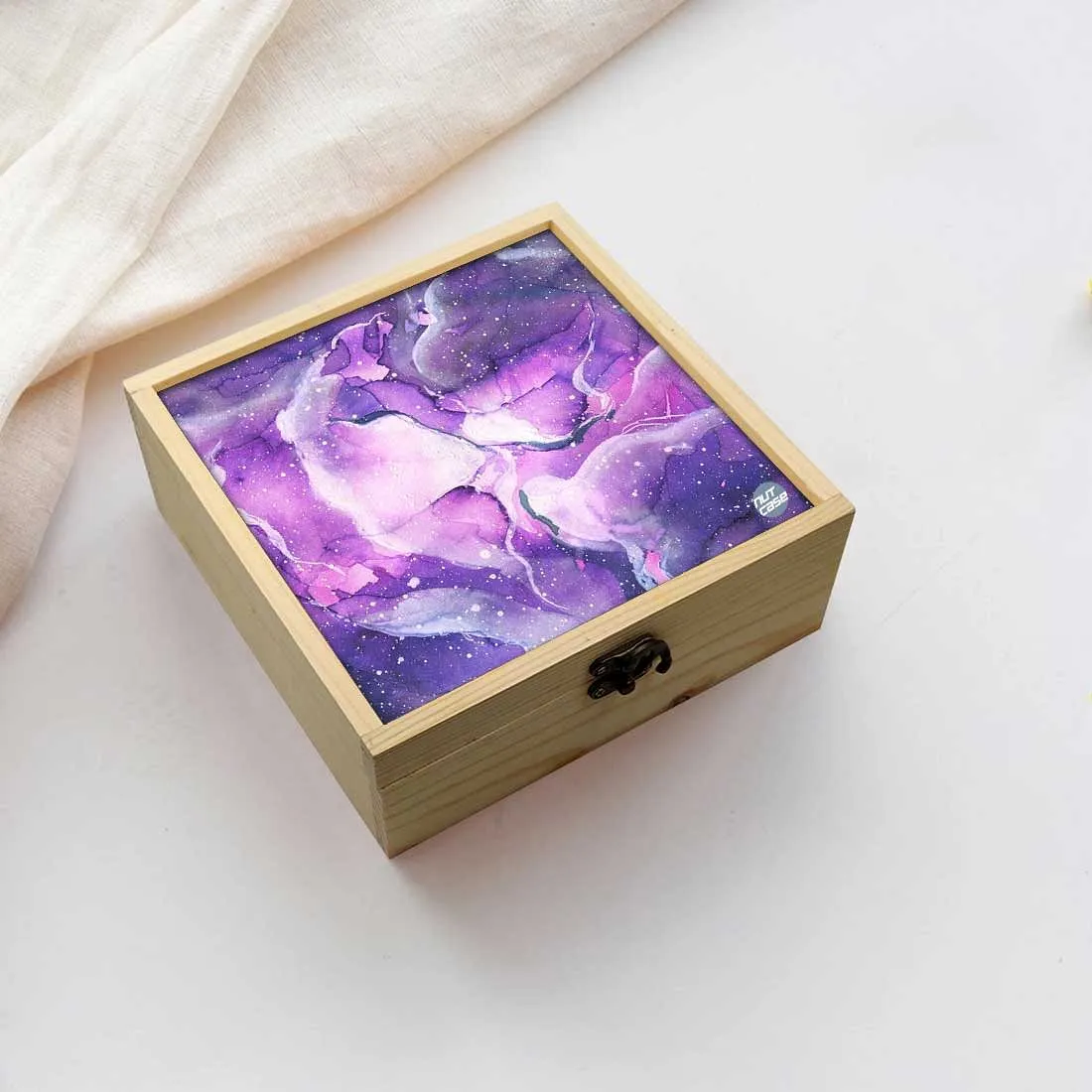 Jewellery Box Makepup Organizer -  Space Dark Purple Watercolor