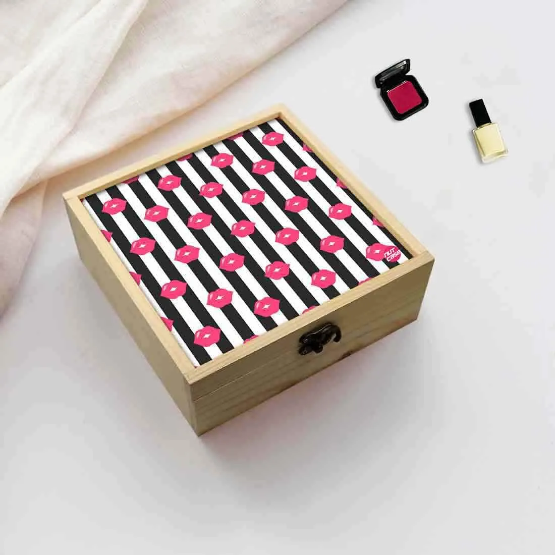 Jewellery Box Wooden Jewelry Organizer -  Pink Lips Pout
