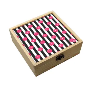 Jewellery Box Wooden Jewelry Organizer -  Pink Lips Pout