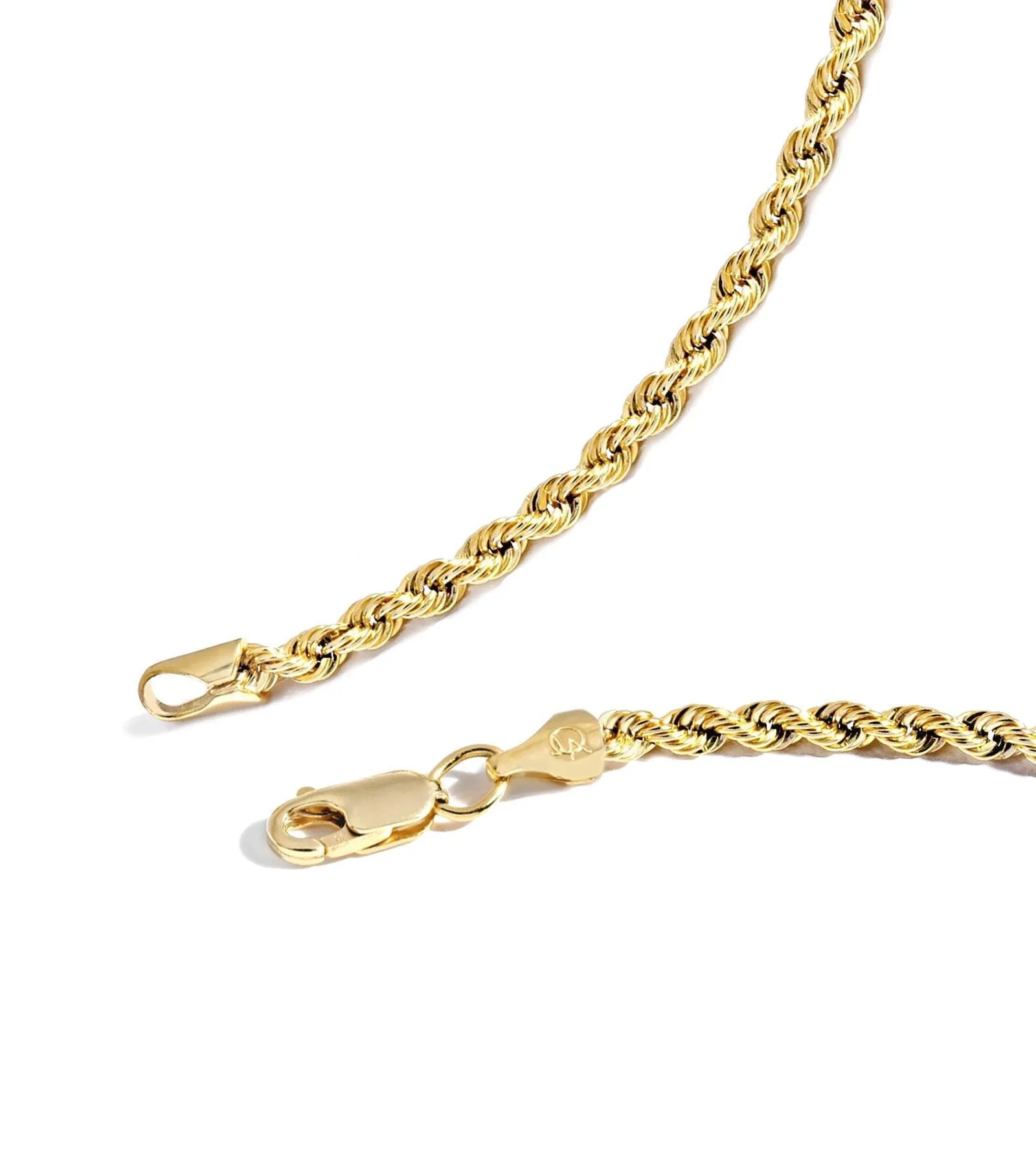 Jewelry Atelier Gold Chain Necklace Collection - 14K Solid Yellow Gold Filled Rope Chain Necklaces for Women and Men with Different Sizes (2.1mm, 2.7mm, or 3.8mm)