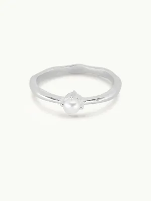 June Pearl Silver Birthstone Ring