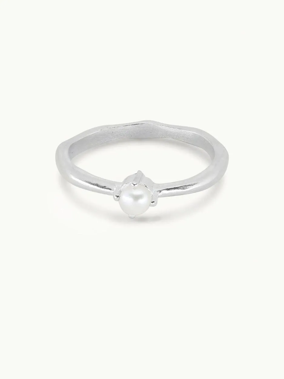 June Pearl Silver Birthstone Ring