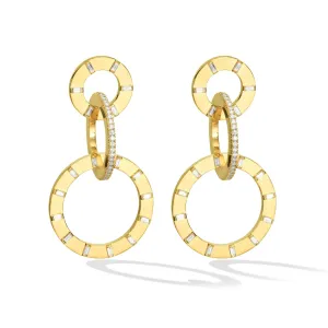 Large Yellow Gold Unity Earrings with White Diamonds