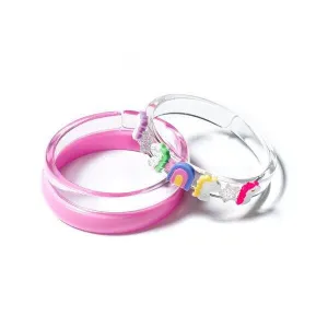 Lilies & Roses 3pc Bangle Set - Unicorn & Stars Pink