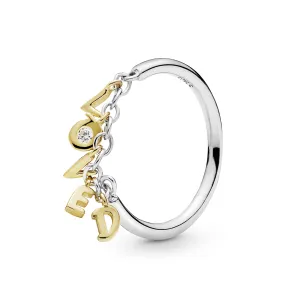Loved 14k Gold Plated  and silver ring with clear cubic zirconia