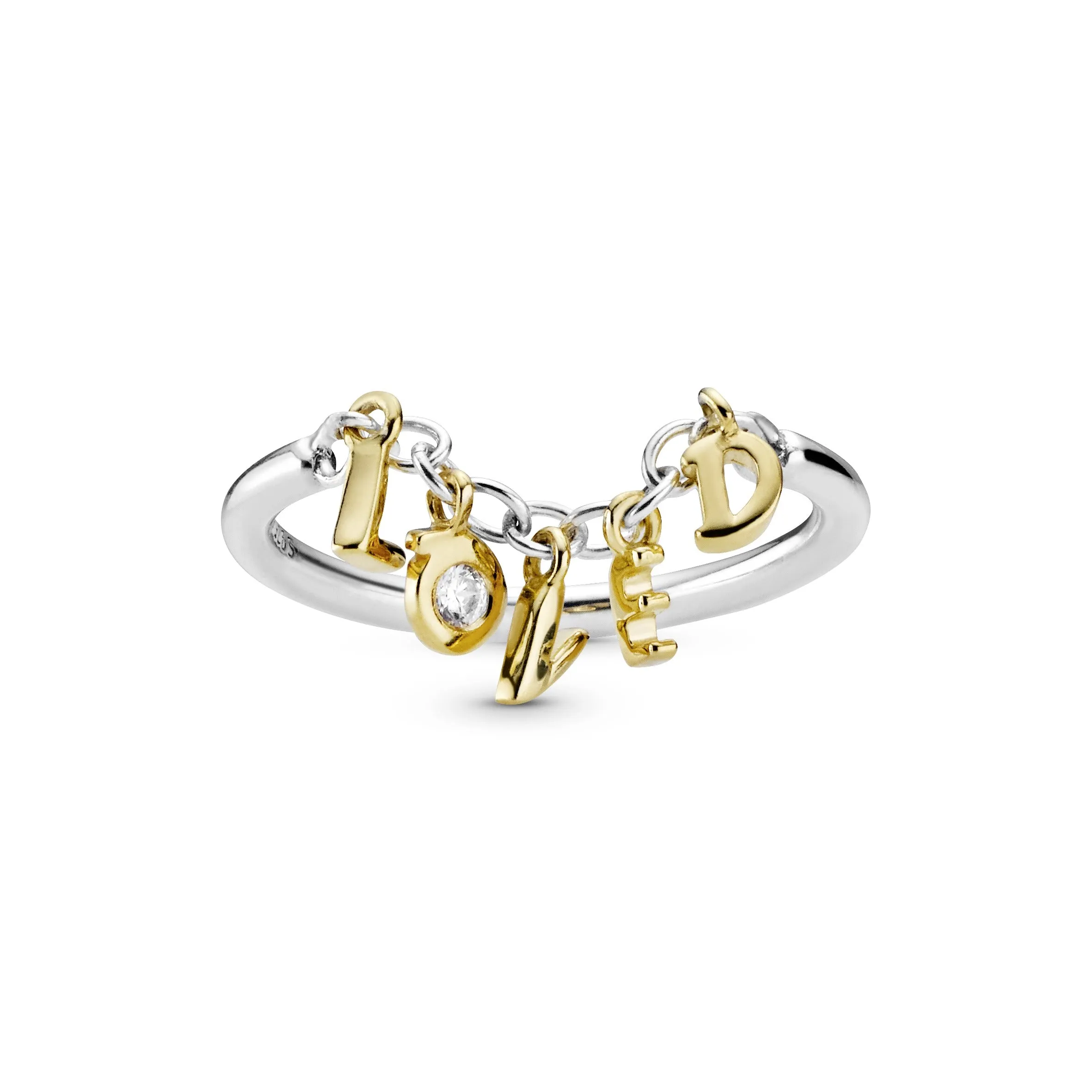 Loved 14k Gold Plated  and silver ring with clear cubic zirconia