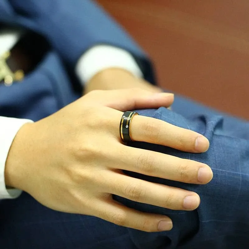 Luxurious Tungsten Wedding Band with Created Diamond