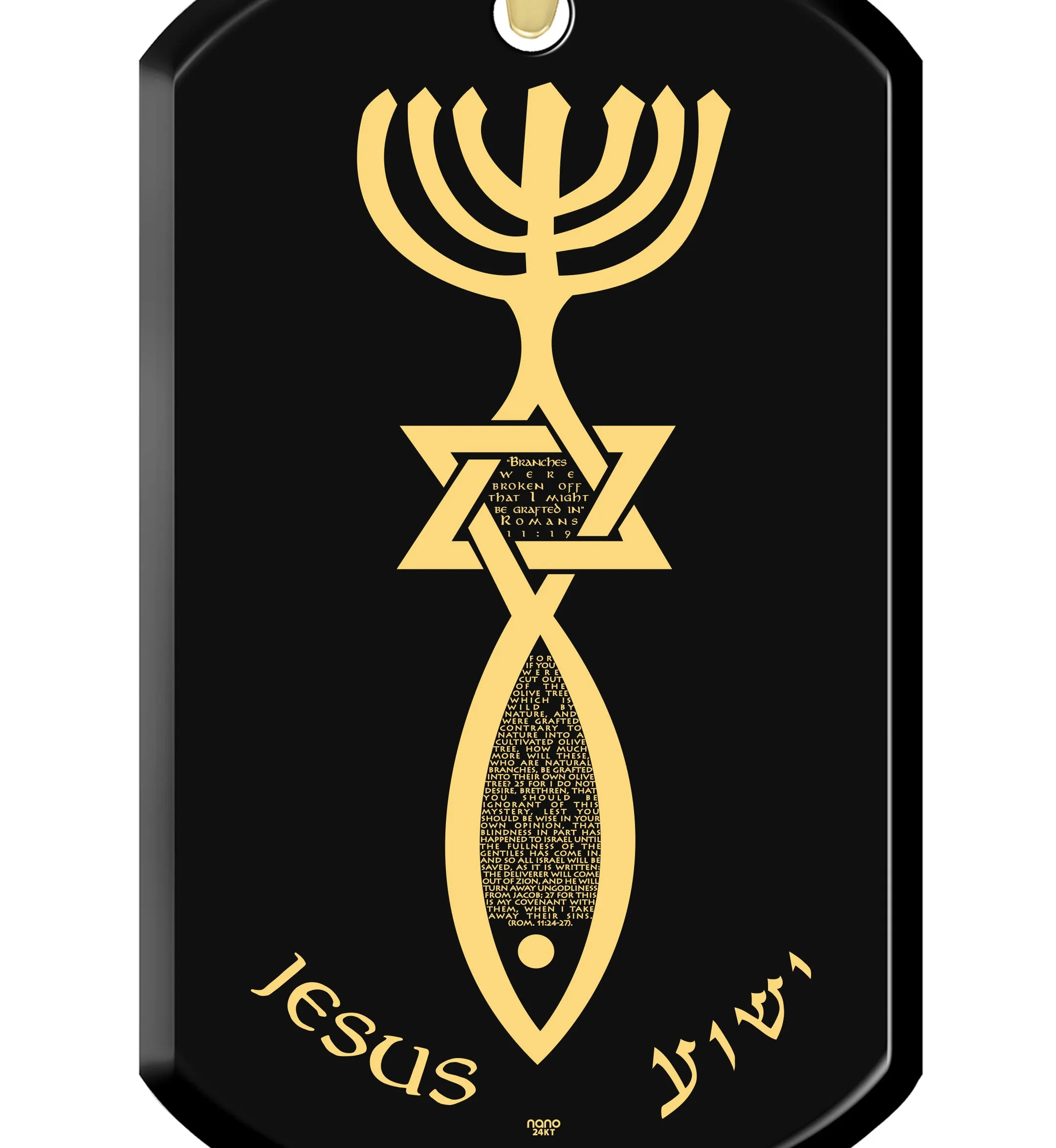 Men’s Messianic Seal Necklace Symbolic Dog Tag Pendant Gold Inscribed