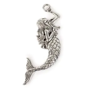Mermaid Pendant - Imitation Antiqued Silver