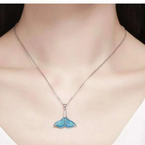 Mermaid's Tail Enamel & Sterling Silver Necklace