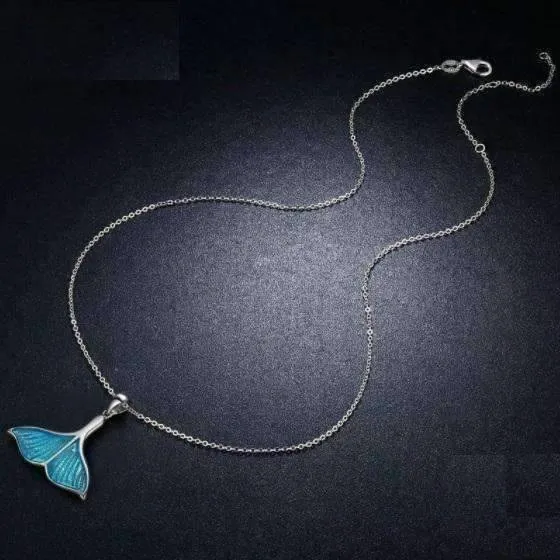 Mermaid's Tail Enamel & Sterling Silver Necklace