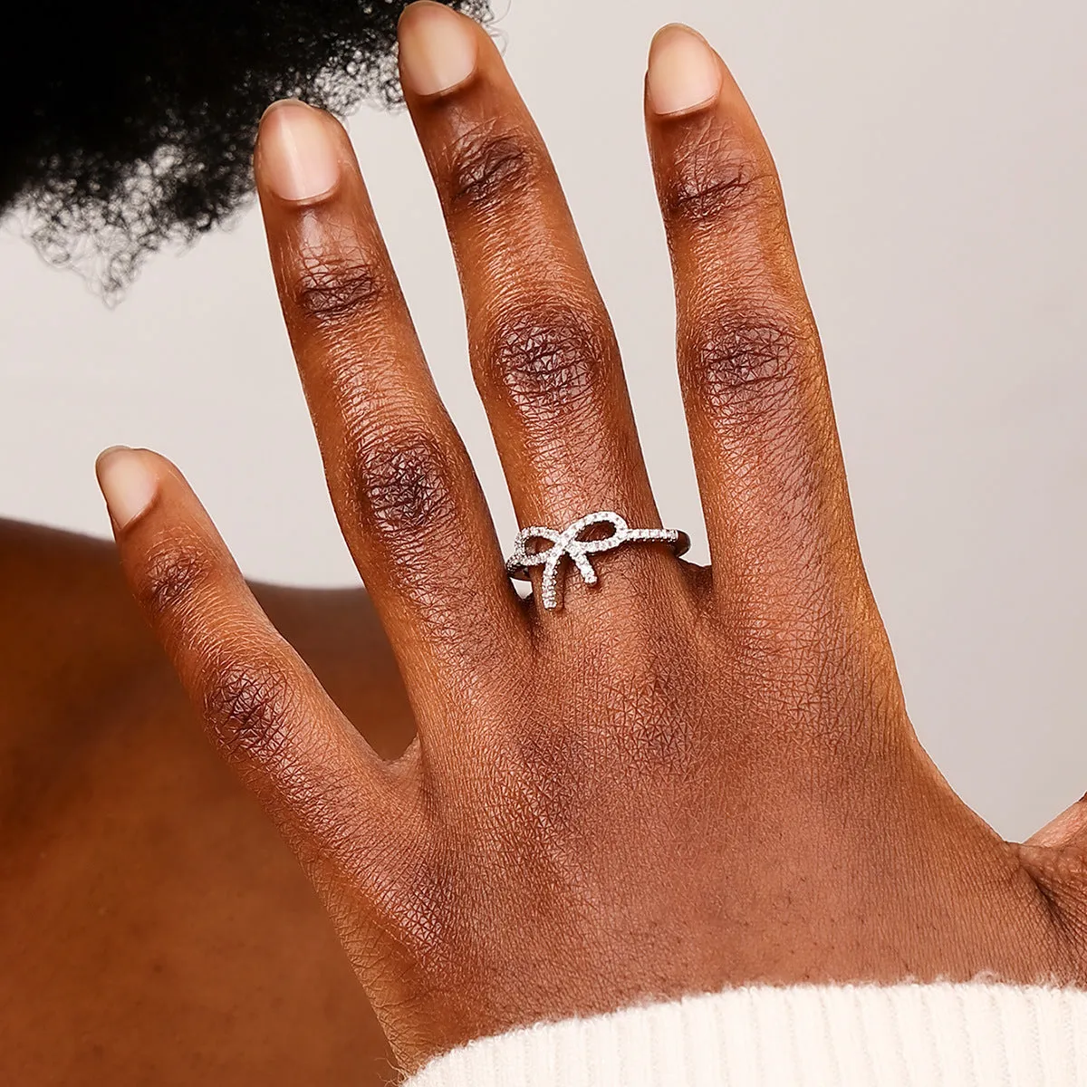 Micro Sparkling Bow Zircon Copper Ring - Stylish Women's Daily Jewelry