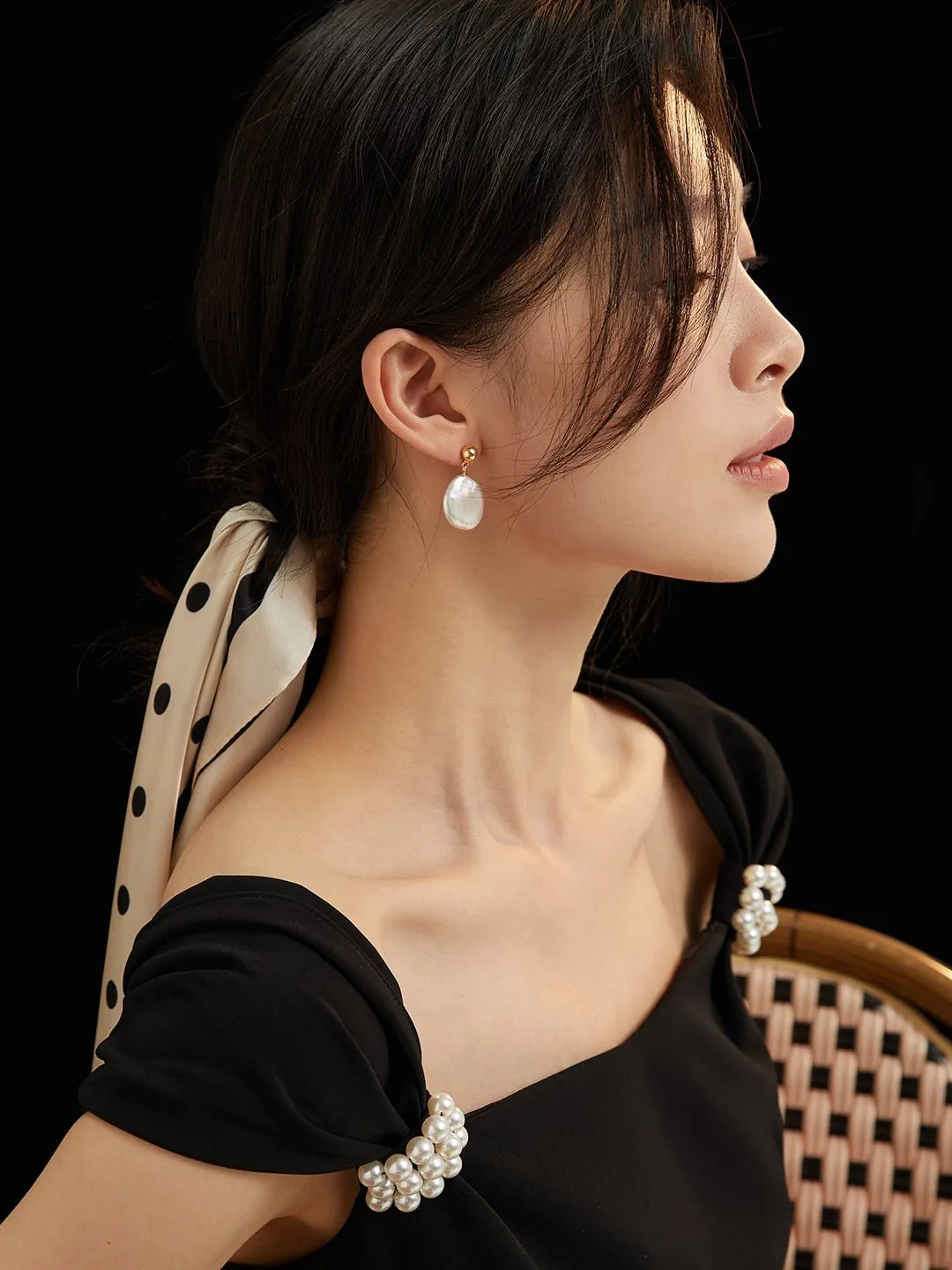 Minimalist Baroque Pearl Earrings