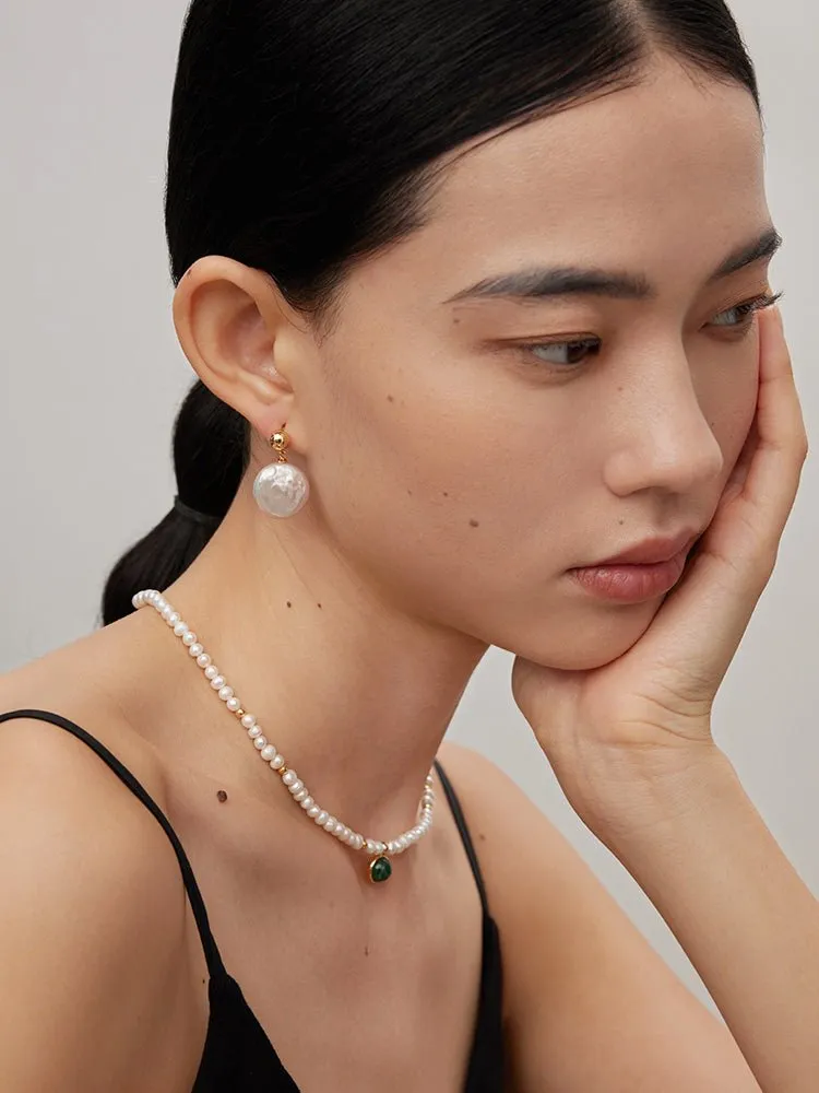Minimalist Baroque Pearl Earrings