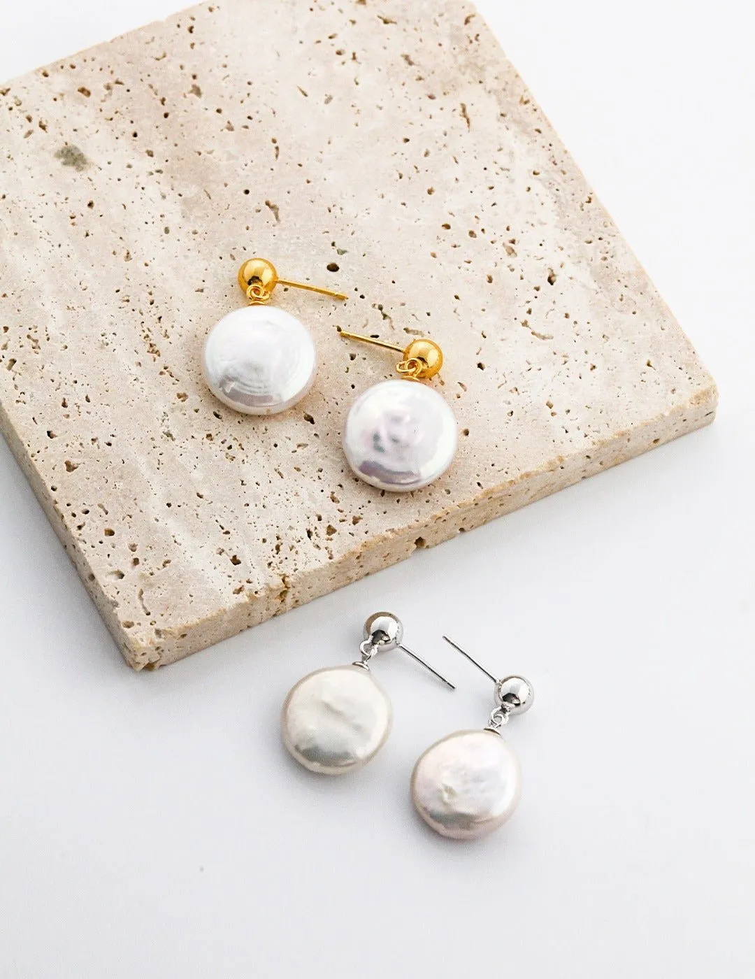 Minimalist Baroque Pearl Earrings