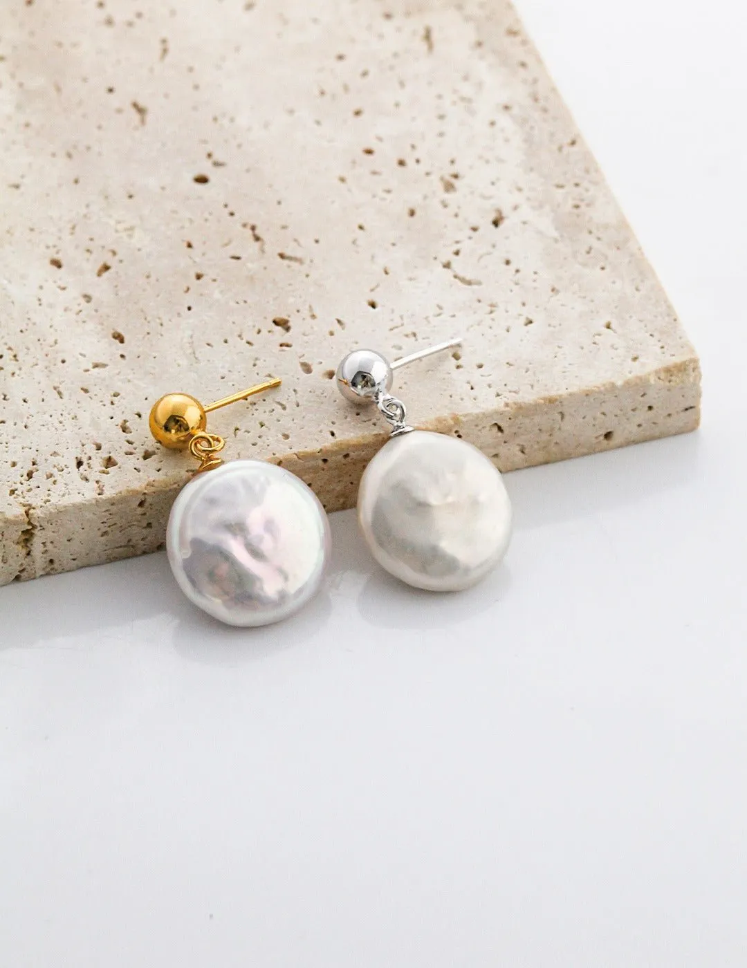Minimalist Baroque Pearl Earrings