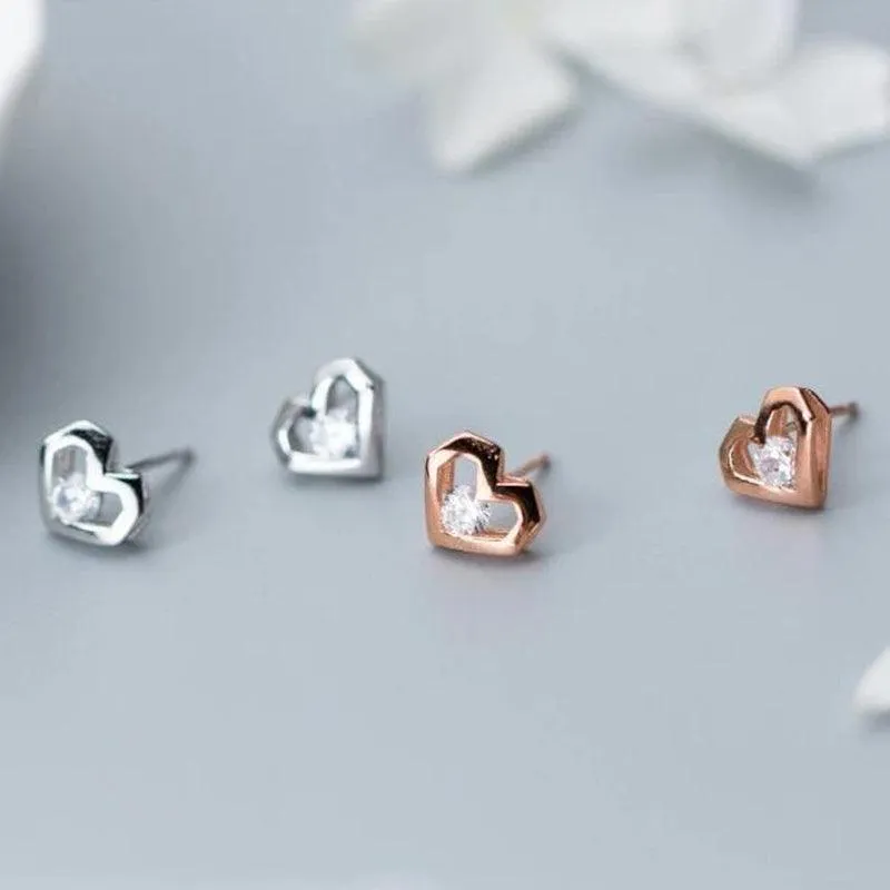 Modern Hearts Minimal Studs