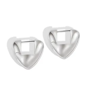 Modern Hollow Square Chunky Heart Hoop Earrings