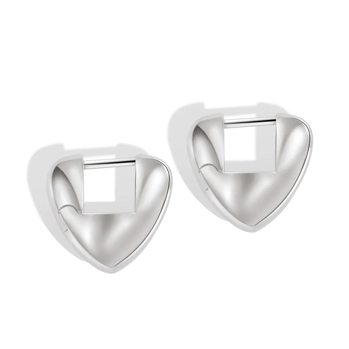 Modern Hollow Square Chunky Heart Hoop Earrings