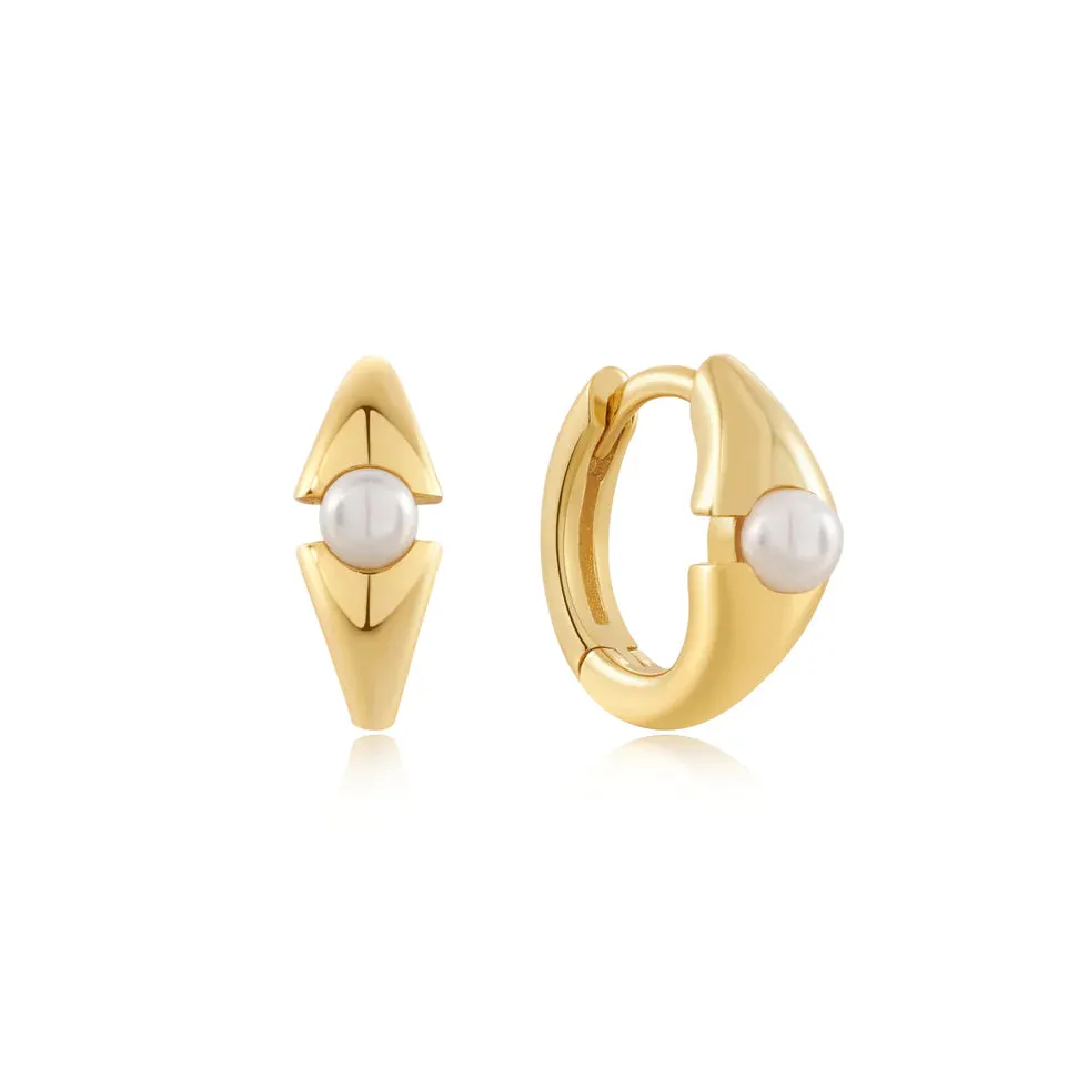 Modern Muse -  Pearl Geometric Huggie - 2 colours