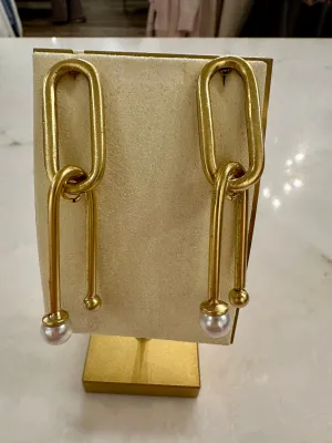 Modern Pearl Drop Statement Earrings
