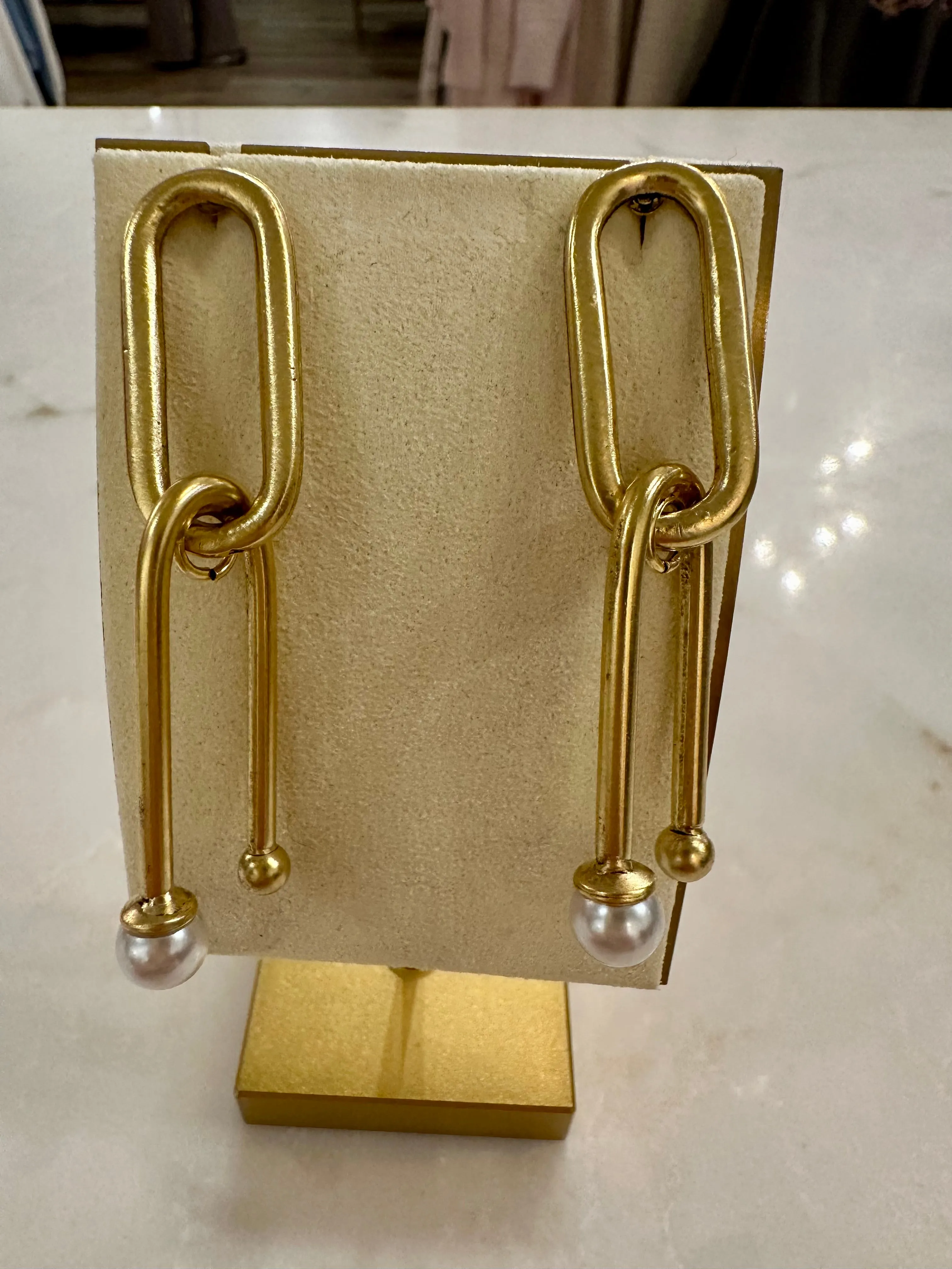 Modern Pearl Drop Statement Earrings