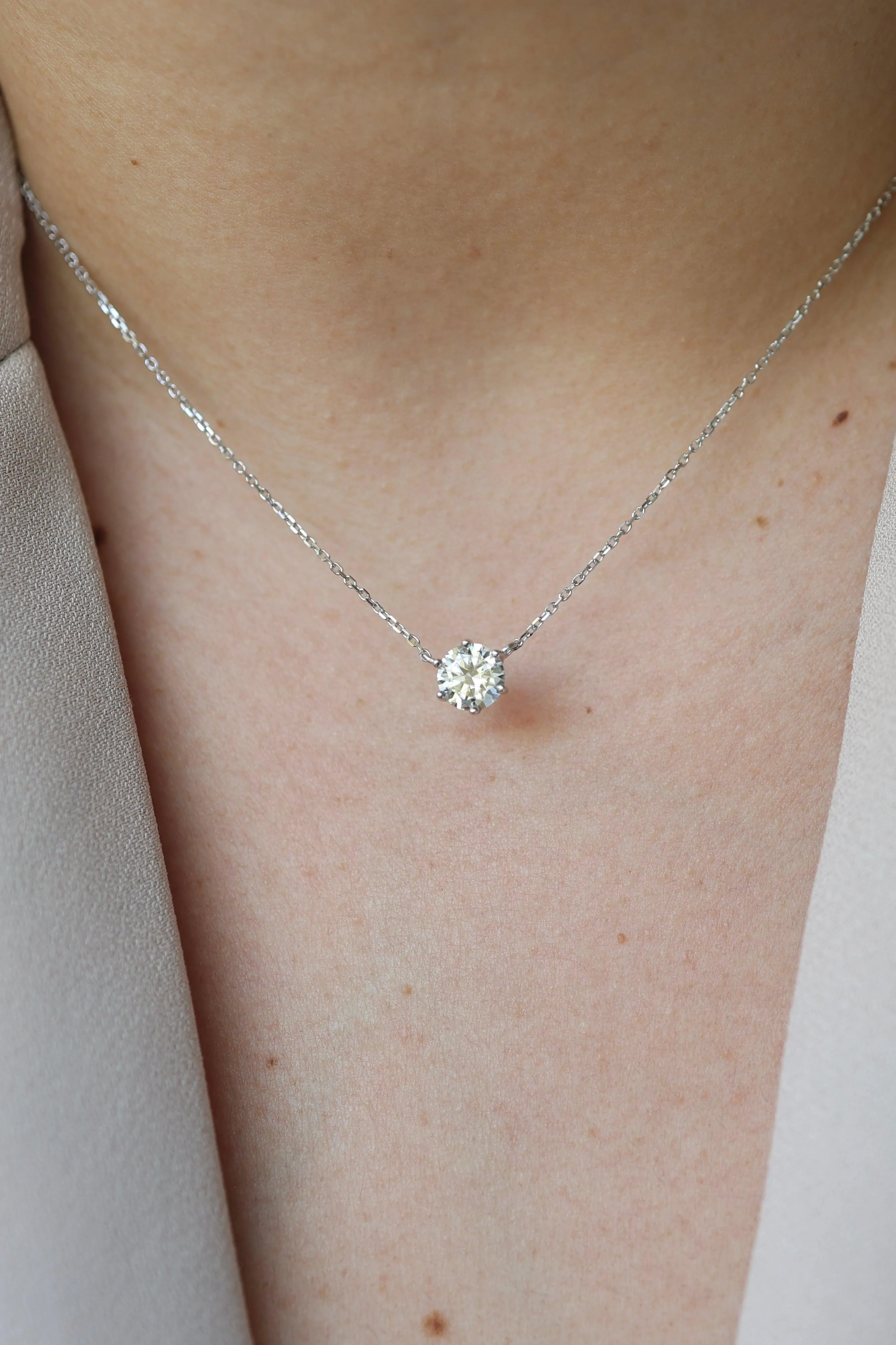 Moissanite Halo Necklace