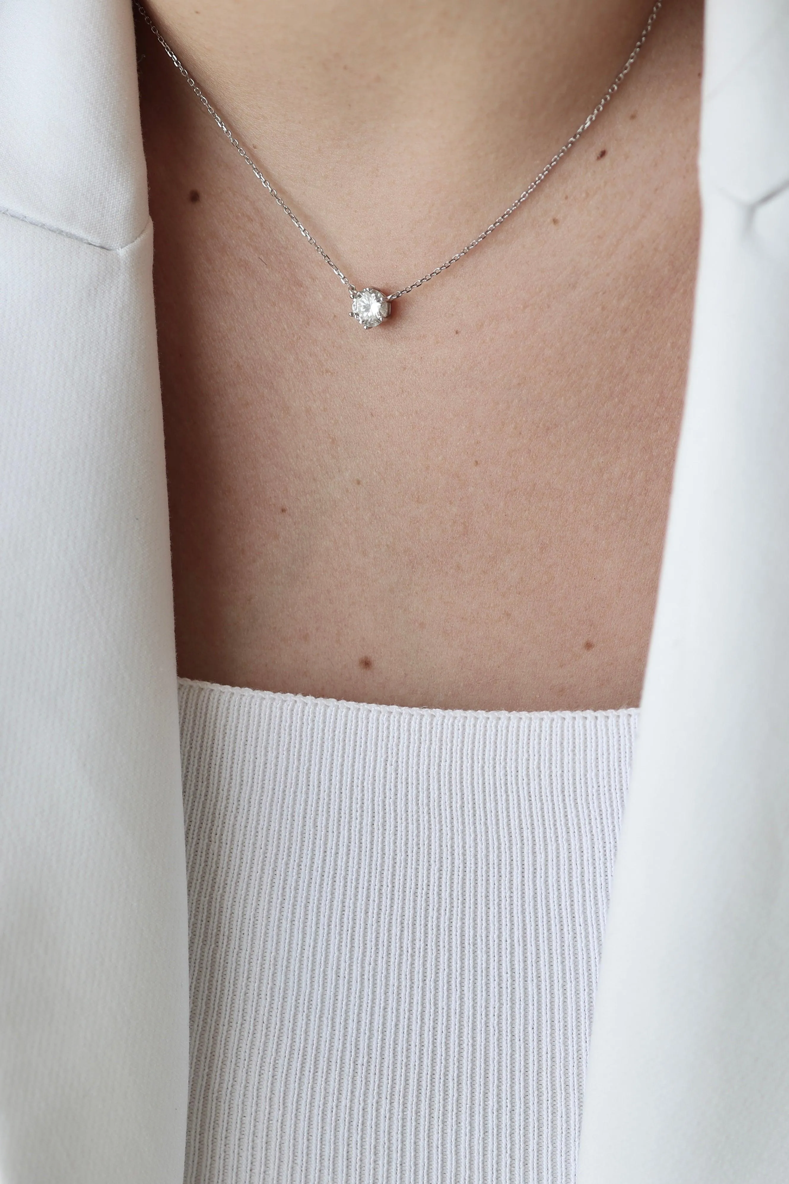 Moissanite Halo Necklace