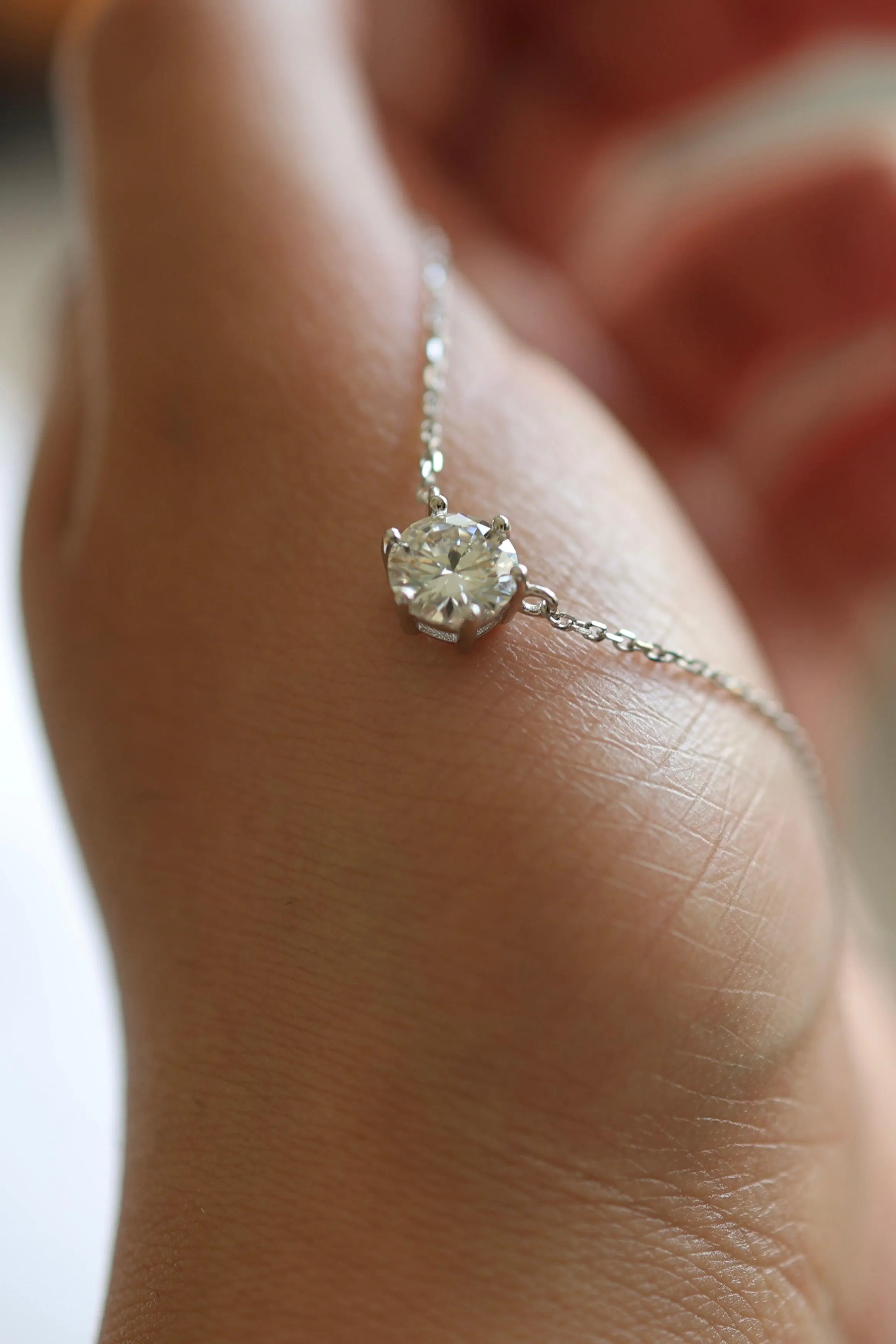 Moissanite Halo Necklace