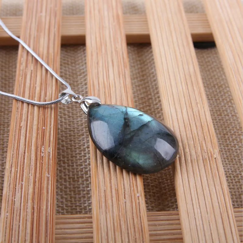 Natural  crystal Labradorite Sunstone Pendant