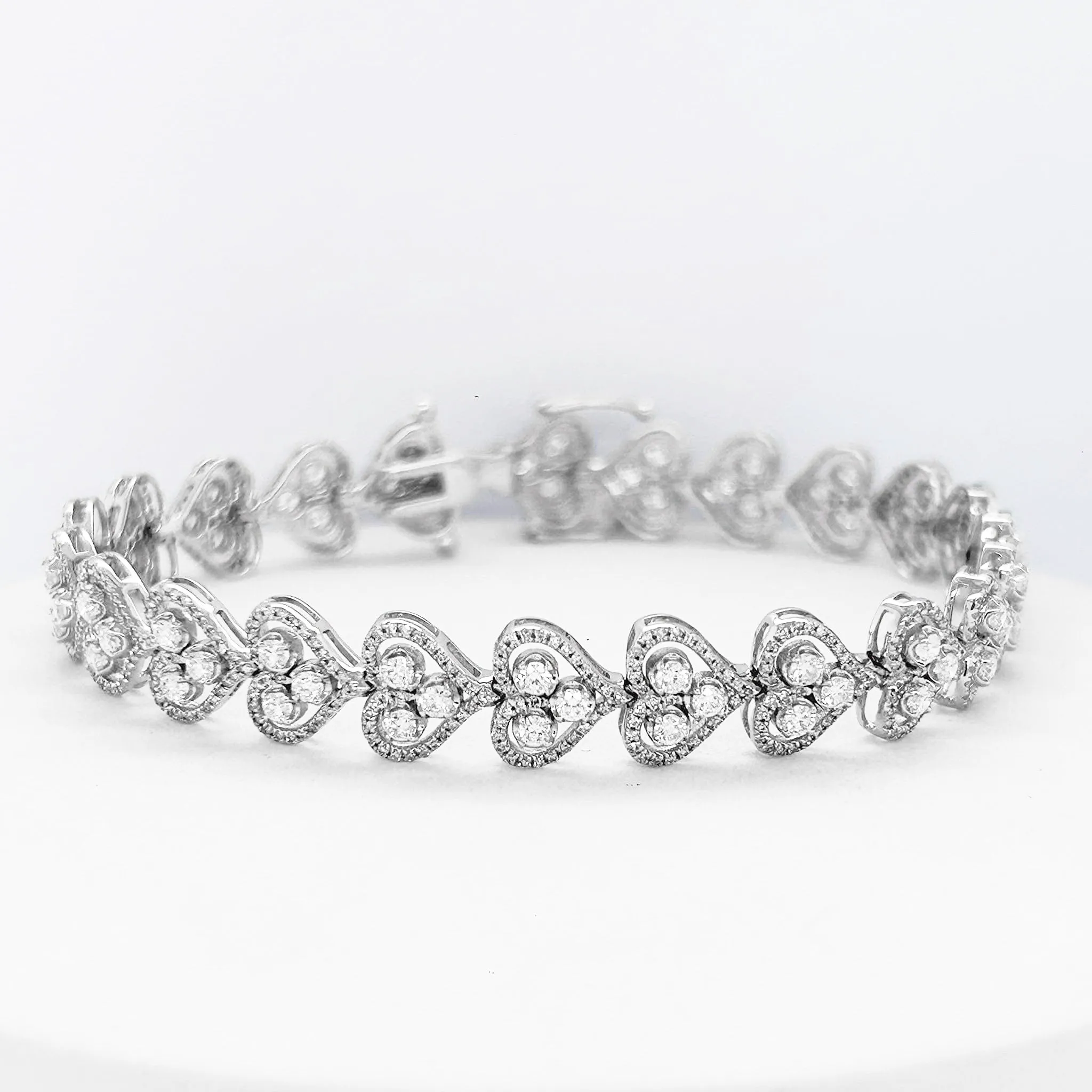 NEW Heart Cluster Eternity Diamond Bracelet 14kt