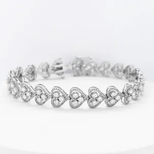 NEW Heart Cluster Eternity Diamond Bracelet 14kt